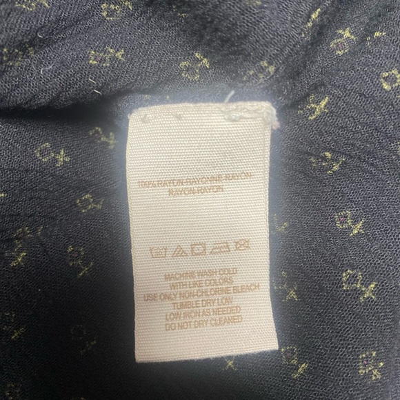 Free People Black Print Boho Hi Low Oversized Tunic Blouse Black Women's M - Picture 7 of 7